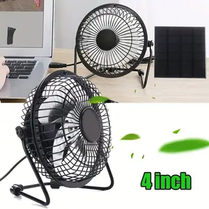 5W USB Solar Panel Powered Cooling Fan, Portable Mini Fan Photovoltaic Solar Panel, 4 Inch, Solar Panels, for Outdoor Home Travelling, Chicken House, Pet, RV Camping