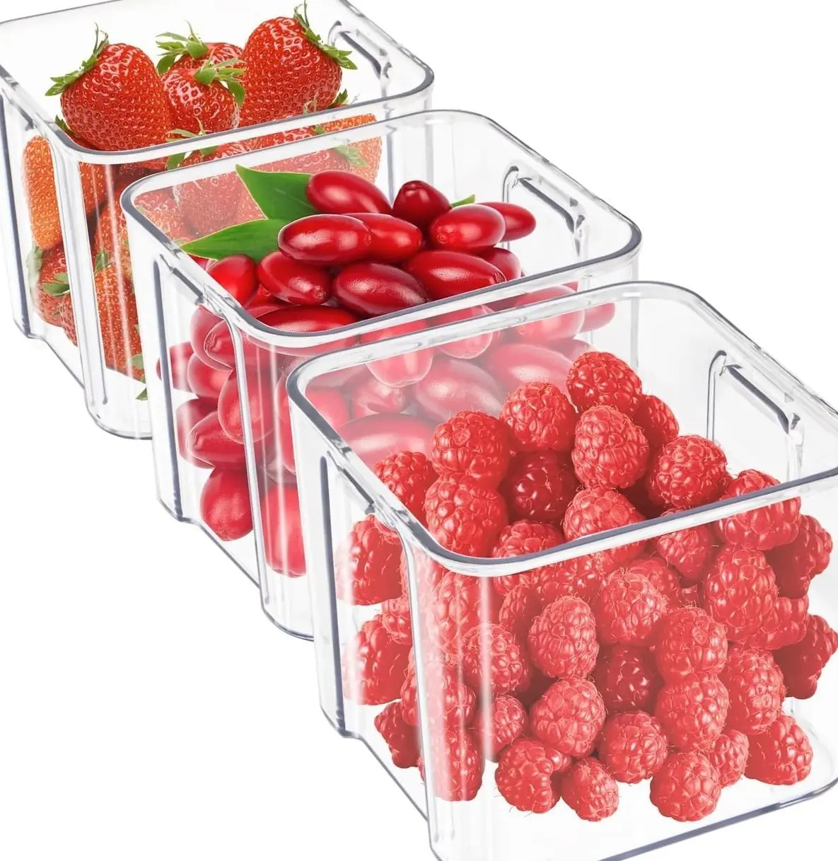3Pack Fridge Organizer Drawer Divider Cube Pull-Out Bins Clear Food Container Refrigerator Storage box Produce Saver for Pantry Kitchen Cabinet