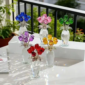 Viral Crystal Glass Rose Bouquet, Colorful Artificial Flowers with Gem Embellishments, Luxury Forever Rose Bouquet for Home Decor, Perfect Anniversary Birthday Valentine's Day Gift