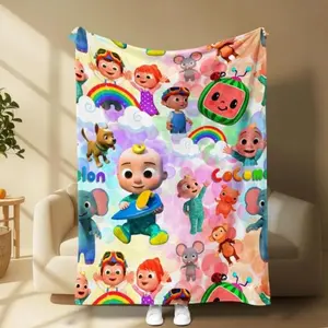 Cocomelon Rainbow Cartoon Kids Flannel Blanket, Soft Warm Cozy Throw For Bed Sofa Nap Travel, Cute Home Decor, Holiday GiftGift For Men & Women, Gift For Kids, Birthday Gift,Christmas,Halloween Blanket  Warm Haven Textiles