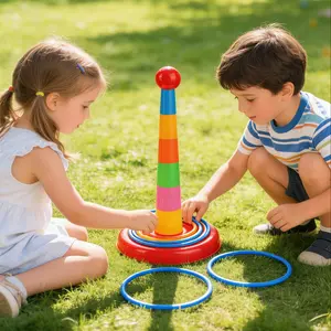 Children's Throwing Game Ring Toy Stacking Fun Parent child Interactive Indoor and Outdoor Puzzle Ring Competition Game Toy Set, suitable for parties, outdoor play, puzzle games, children's party gifts, party games, children's toys, interactive toys