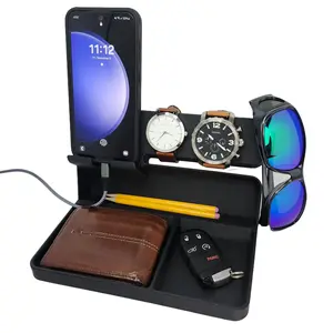 Docking Station for Cell Phone, Keys, Wallet, Watches, Accessories, Desk Organizer, Gifts for Men, Gifts for Husband - Made in U.S.A.