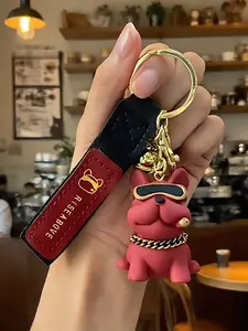 Original Cool Bulldog Keychain Resin Material, Fashion Pet Bag Charm, Small Gift, Stylish Dog Accessory, Trendy Bulldog Keyring
