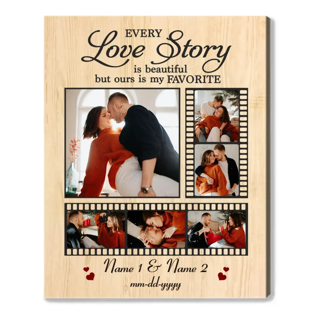 Custom Love Story Photo Collage Canvas- Anniversary Gift Canvas Wall Art Canvas Decor Poster