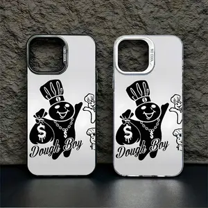 Trendy personality Cartoon Dough Boy pattern Casing For iphone 17 16 15 14 13 12 11 X XS SE23 PRO PLUS MAX AIR Hard TPU PET PC Black Silver Hard  Anti-Drop Protective camera protection Tough Phone Cases Shell Shockproof showcases individuality L1441