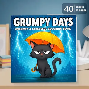 Grumpy Days Coloring Book- Uncomfy & Stressful Coloring Book, Stress Relief, Not Every Day is Sunshine and Rainbows, Dive Into 40 Hilariously Frustrating Scenes With Our Grumpy Cat, Humorous Illustrations