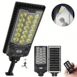 Human Motion Sensor Smart Light, 666 LED Solar Street Light, Remote Control, Sunrise, Super Bright Outdoor Floodlight, Adjustable, Outdoor Security Lights, Rechargeable Lithium Ion Battery, For Commercial Areas, Parking Lots, Outside Lights