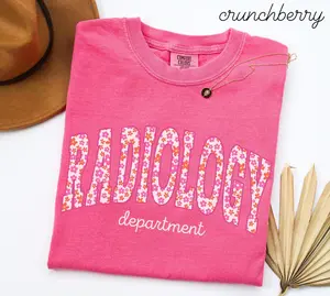 Radiology Department Comfort Colors Shirt • Floral Radiology Gifts • Flower RAD Tech Work Tshirt • X-ray Tech Gift • Xray Technologist Tee