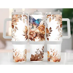 UVDTF 40 oz Cup Wrap Floral Hummingbird 3027