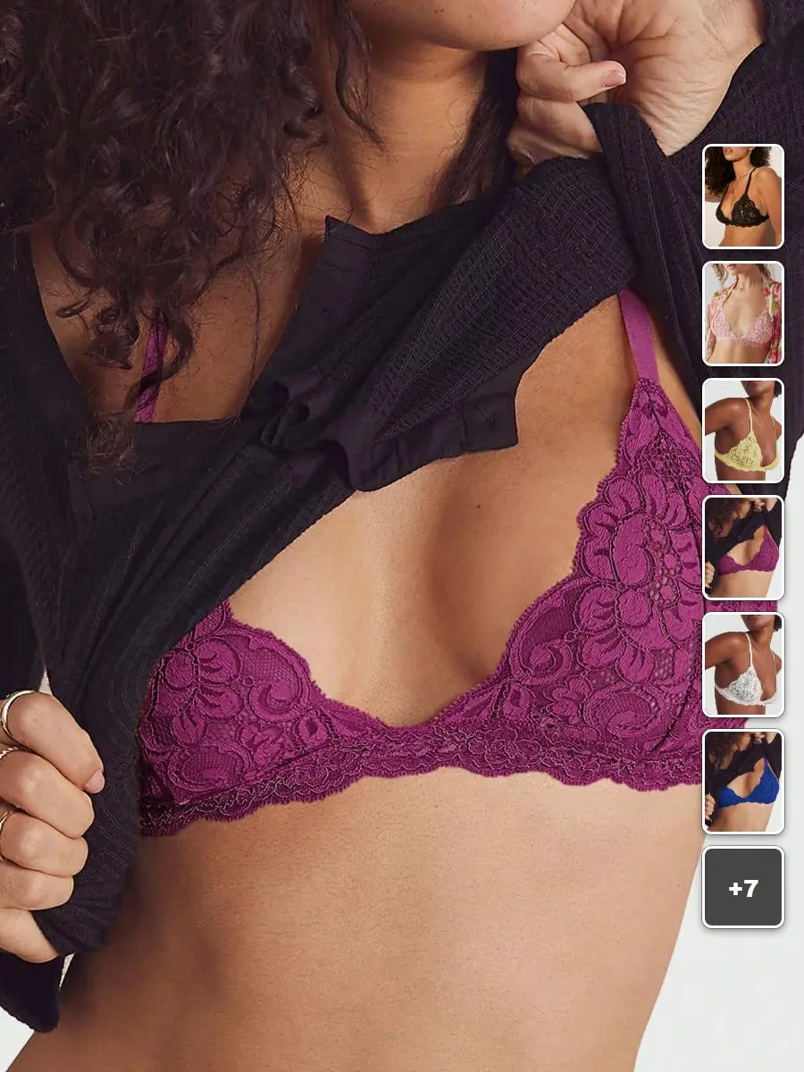 MEAUS Small Bust Bralette Floral Lace Ultra Thin Seamless Purple Romantic