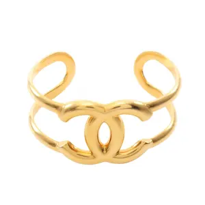 Pre-owned CHANEL Gold-plated Small Leather Goods Coco Mark Bangle