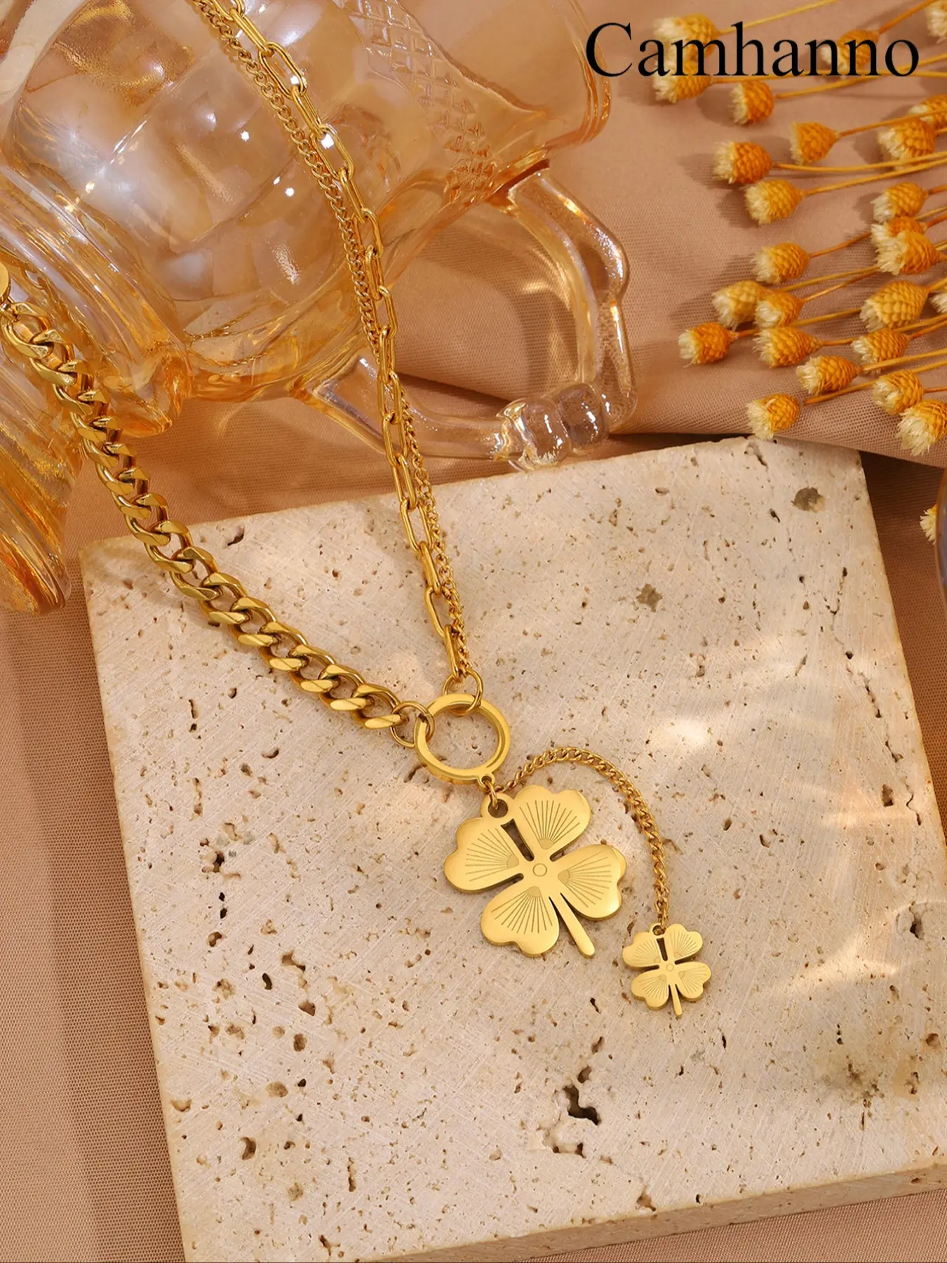 Stainless Steel Lucky Clover Necklace, High-Quality Fashionable Accessory, Perfect Gift for Mother's Day & Family, Casual Style Jewelry, Daily Wear Necklace