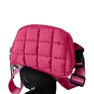 Solid Color Quilted Puffer Crossbody Bag for Women Puffer Cloud Belt Bag Stylish Sports Shoulder Bags for Christmas Gifts
