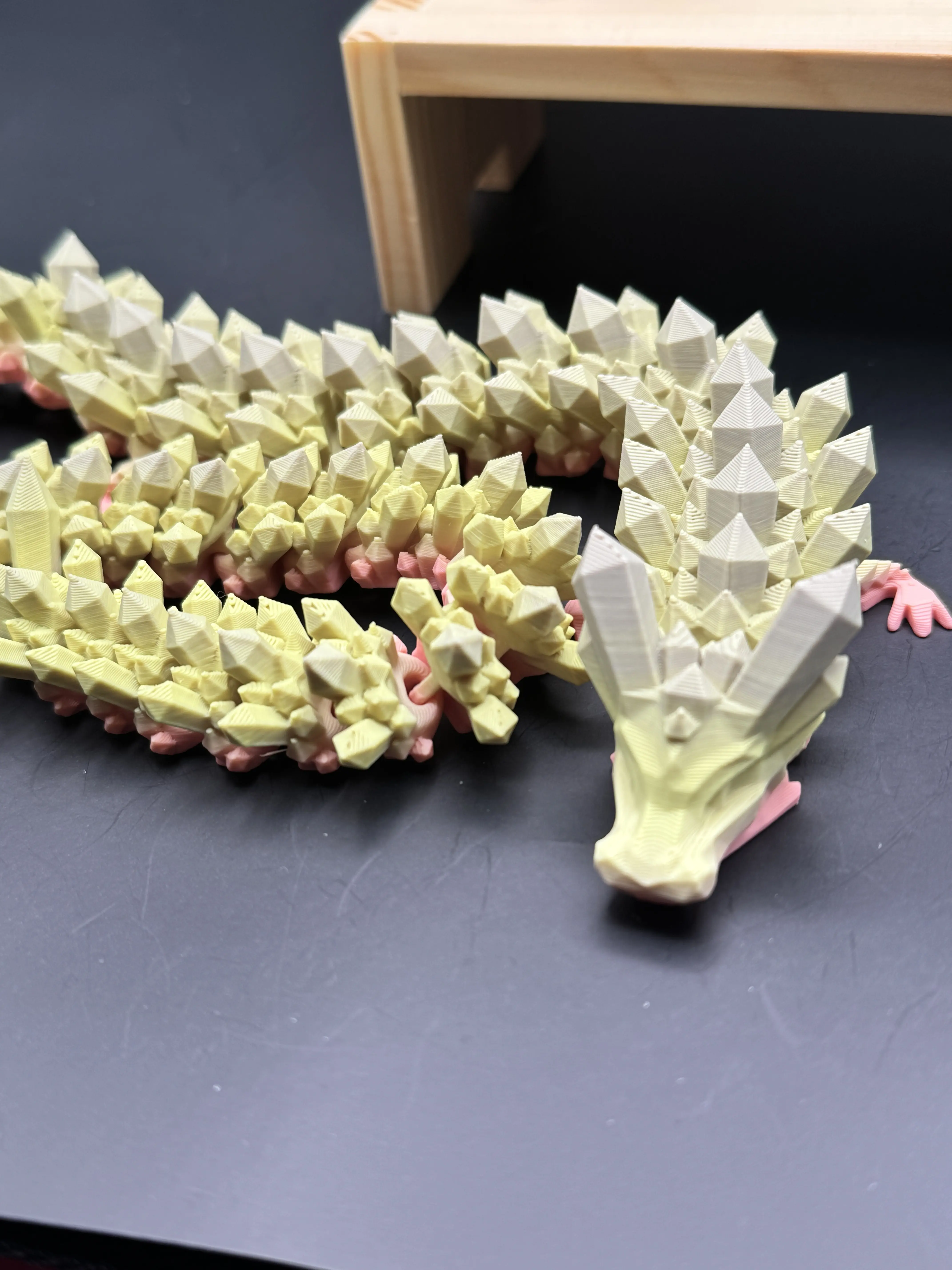 Crystal  Dragon  Long   Articulated 3D Printed Figure - Original Design, Durable and Playful for Collectors & Collectible Collectives
