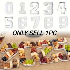 0-9 Large Number Shaped Food Tray, Hollow Gift Tray, Reusable Fillable Alphabet Number Shaped Form Tray Birthday Anniversaries, Serving Tray And Platter Digital Candy Tray,Cake Decorating Supplies for Valentine, Party Events