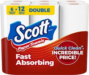 Paper Towels 6 Double Rolls (108 Sheets Per Roll) Choose A Sheet, Strong Absorbent Paper Towels, Kitchen Cleaning Paper Towels for Household Use, Multi Purpose Paper Towels for Kitchen Bathroom Cleaning