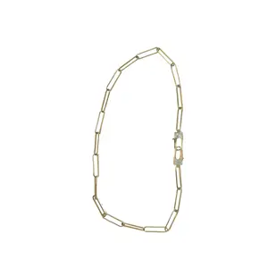 V441B The Woods 24" Brass Paperclip Chain with Double Clasp