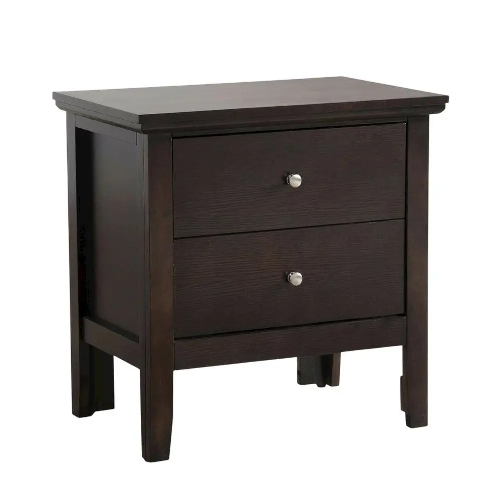 Transitional Design Espresso Nightstand - Customizable Indoor Furniture with Sturdy Construction, Glued Joints, Ample Storage Space, and Durable Wood Finish, Rectangular