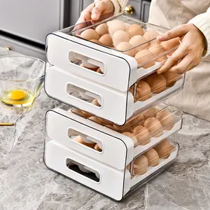 Egg box, refrigerator fresh-keeping finishing box, large-capacity double-layer special egg tray, food-grade drawer egg fresh-keeping box, large-capacity, each box can hold 32 eggs