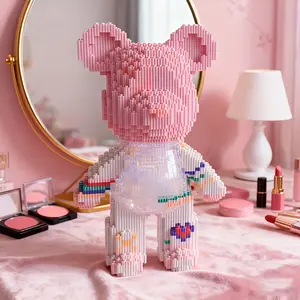Heart Bear 3D Puzzle Building Blocks Decoration, Home Office Bookshelf Decor, Party Living Room TV Stand Display