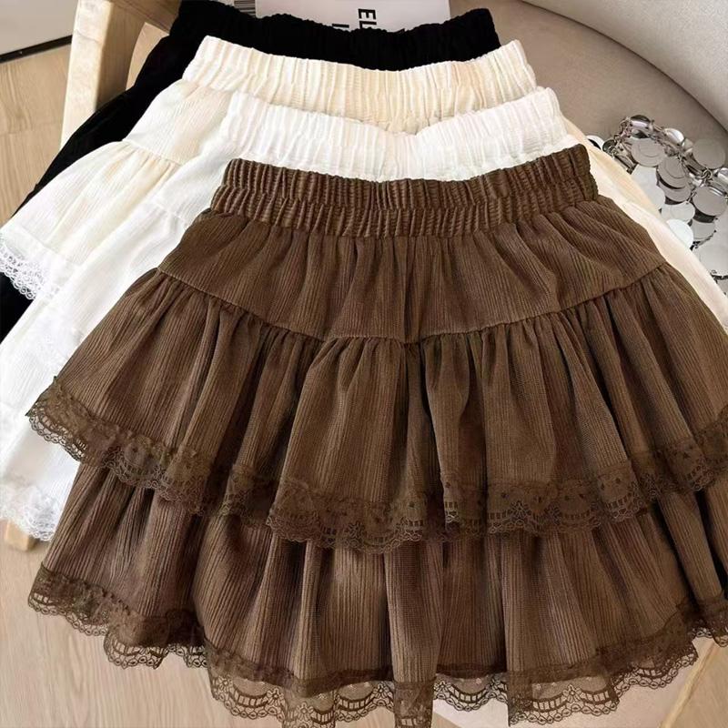 High Waist Puffy Ruffles A-Line Skirt