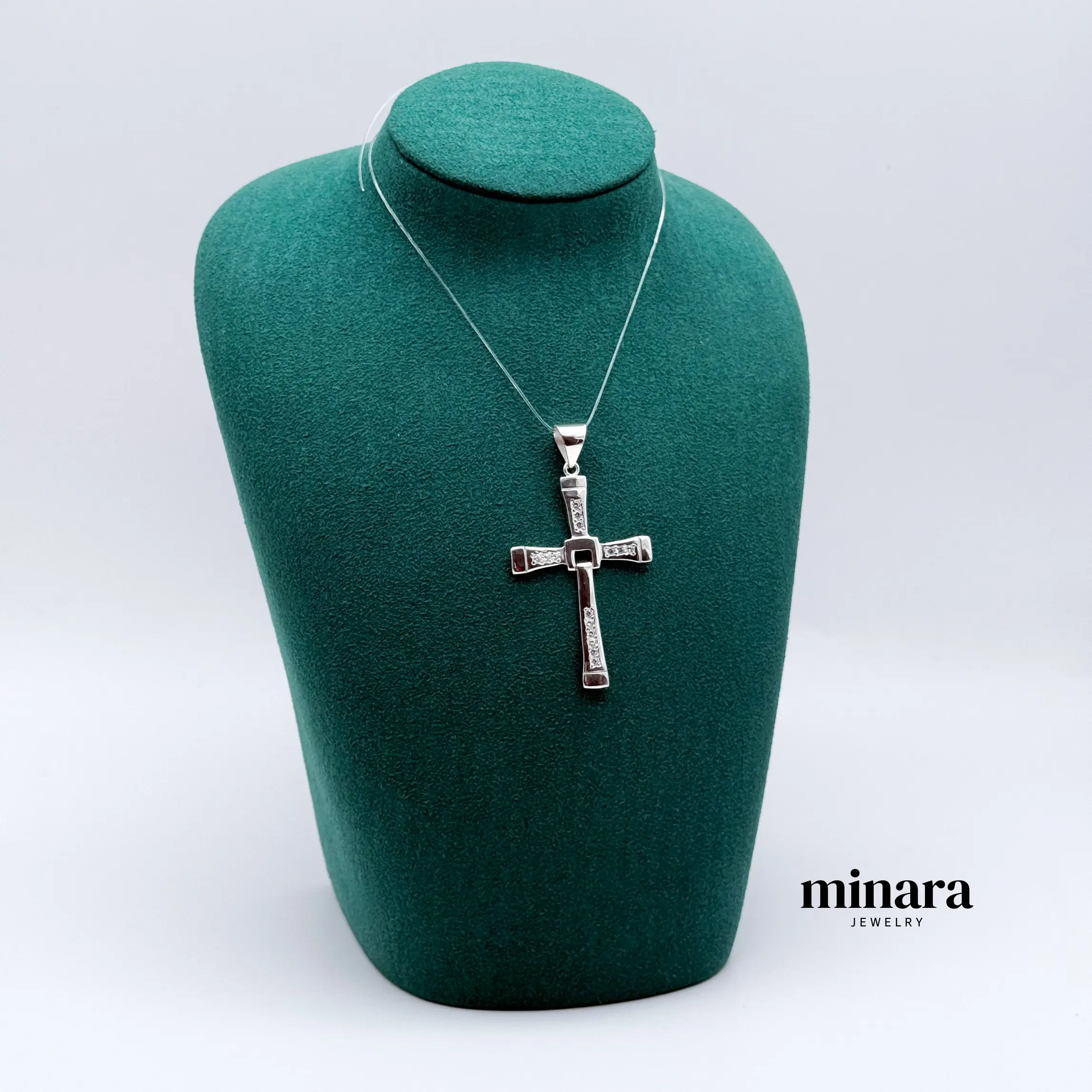 MINARA 950 Silver CRUZ TORETO Movable Cross Pendant with Zirconia