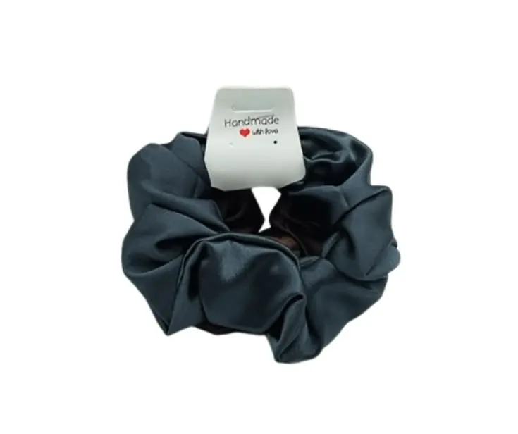 Silky navy and brown 2 pack srunchies