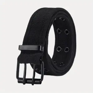 Men's Double Row Pin Buckle Canvas Belt Outdoor Sports Belt for Men Women 5 Colors Ideal Gifts