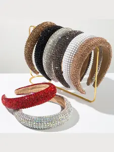 Exclusive banquets, starry sky diamond-encrusted shiny hairband for women, European and American trend, thickened sponge, plump high headband, luxurious full diamonds, dazzling and eye-catching. Hair accessory for ball, celebration and performance, versat