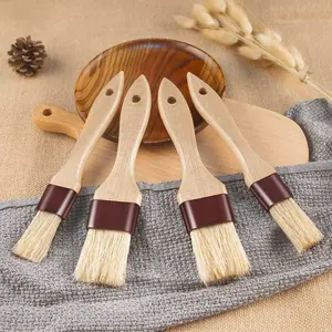 Pastry Brushes for Baking Basting Brush with Boar Bristles and Beech Hardwood Handles Culinary Oil Brush for Barbecue Butter Grill BBQ Sauce Baster Marinade Kitchen Food Cooking Brushes (1 inch)