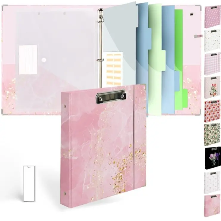 3 Ring Binder 1 Inch with Clipboard, Dividers, File Pocket And Label For School Office