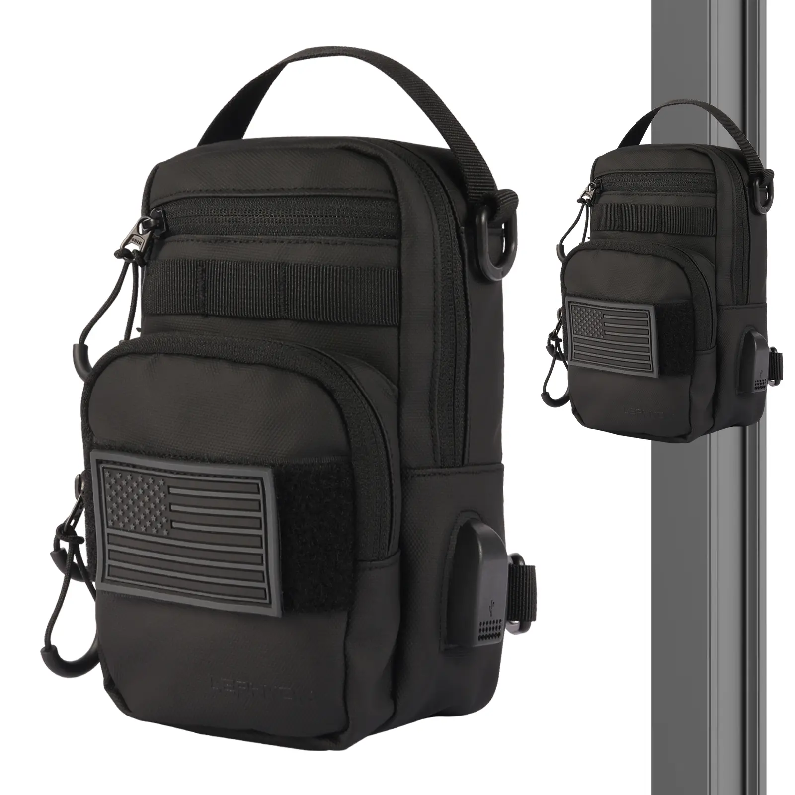 LEPHYON Magnetic Gym Bag Small Crossbody Sling Bag with Strong Magnets USB Charging Port Multi-Carry Design for Travel Workout Sports Best Gift for Fitness Lover