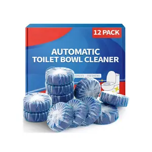 Automatic Toilet Bowl Cleaner Tablets, Drop-In Tank Cleaning Tabs, Long Lasting Deodorizer, Stain Prevention, Easy Use Toilet Freshener, 12 Pack