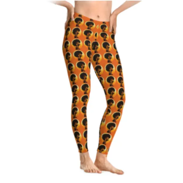 Sun Queen Leggings - Afrocentric Print for Black Girl Magic Bold Fashion Melanin Fit Viral Leggings TikTok Fashion Womenswear Bottom Everyday Statement Style