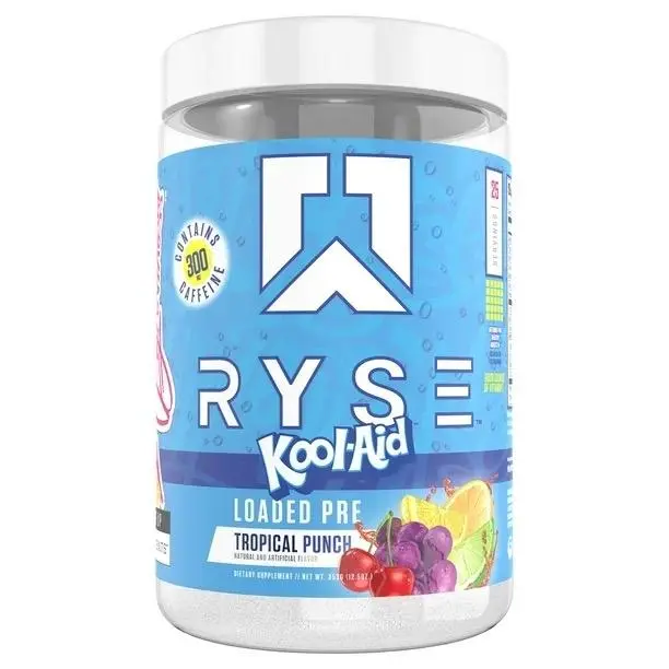 RYSE x Kool-Aid Loaded Pre-Workout Supplement, Tropical Punch Flavor, 25 Servings, 300mg Caffeine
