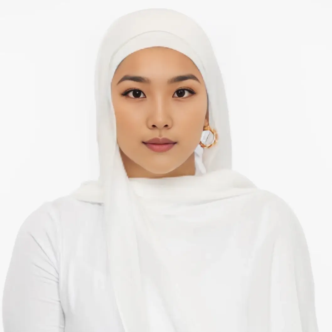 Premium Modal Viscose White Hijab 30x73in - Muslim Women's rectangular Hijab