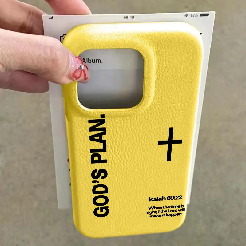 God's Plan PU Leather Case phone case for Apple 17 16 15 14 13 12 11 Pro Promax with Delicate Elastic Touch and Warm Genuine Leather Texture
