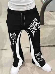 Men's Casual Flared Trousers, Vintage Style High-Waisted Wide Leg Pants, Breathable Comfort, Slim Fit, All Seasons, Trendy Streetwear