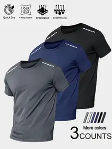 Men's Moisture-Wicking Breathable Short Sleeve Summer Running Shirt, Quick-Dry T-Shirt for Nighttime Exercise, Casual Fitted Top