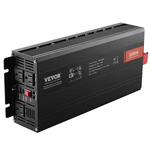 VEVOR Modified Sine Wave Inverter, 3000Watt, 12V to AC 120V LCD Power Inverter with 3 AC Outlets 2 USB Port 1 Type-C Port 10 Spare Fuses, for Large Household Equipment, CE FCC Certified
