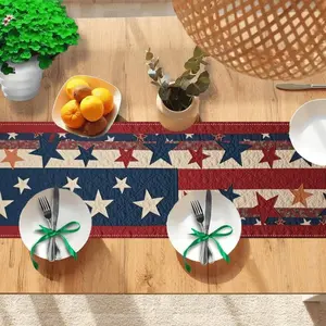 1pc Patriotic American Flag Table Runner - Vibrant Red, Blue Stars & Stripes Design, Durable Polyester, Perfect For Independence Day, Memorial Day, Labor Day Celebrations |   Add Festive Flair To Any Table, American Flag Decor