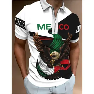 Men's short-sleeved polo shirt Polo Style |   A fashionable Tropical summer T-shirt with Mexican elements' print and a collar design, suitable as a casual sporty top for young people Menswear