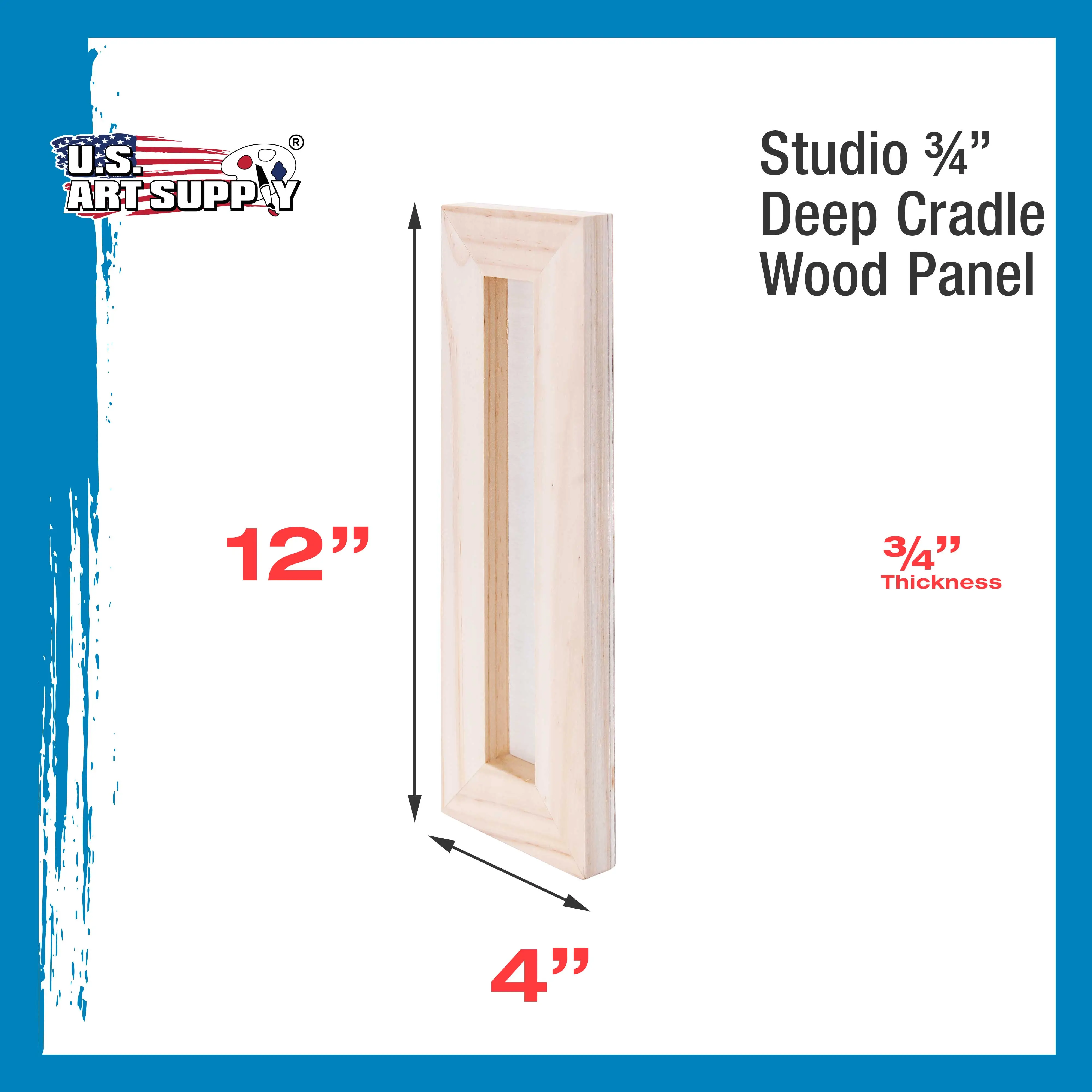 Unfinished Cradled Wood Panels for Painting, 4 Pack of 4x12 inch - Studio Birch Wooden Canvas Boards 3/4" Deep - Mixed-Media Craft, Acrylic, Oil, Encaustic, Paint Pouring Panel Board