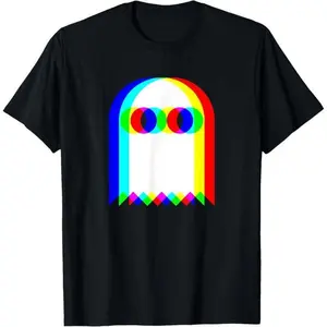 Ghost Trippy Vaporwave Halloween Techno Rave EDM Music Party T-Shirt   Graphic tees Casual Shortsleeve men's t shirts Men's Cotton Crew Neck Tee