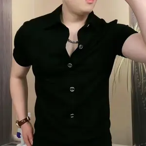 2025 Summer New Fashion Men's Short Sleeve Shirt Casual Business Light Luxury Stylish Trendy Slim Fit Shirt