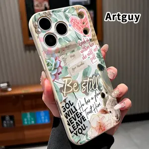 Straight Edge Phone Case for iPhone 17 16 Pro Max 15 Plus 14 13 12 11 Air XS XR E Divine Faith Inspire Pattern Anti-Scratch Shockproof Soft Silicone Protective Cover