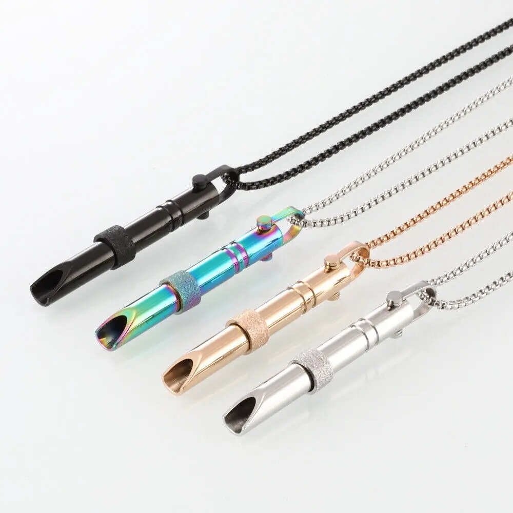 Stress Anxiety Relief Breathing Summer Necklace - Relieve your Mental Fatigue & Exercise your Willpower Quit Smoking Tools Easy Mindful Breathlace Necklace Stainless Steel, Women/Men Unisex Modern Design Calm Vaping everyday Necklace jewelry
