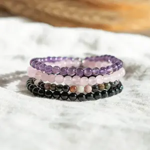 TINY RiTUALS Grounded & Anxiety Free Semiprecious Stone Bracelet-Anklet Pack, Jewelry Accessory for Stress Relief