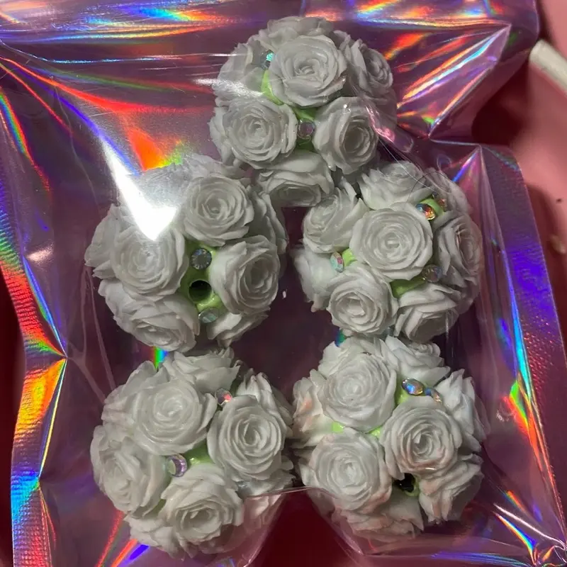 Destash 5pc Green Flower Bead, Crystal Beads  for Jewelry Making, Bracelet Crafting, Keychain Crafting, Pen Building