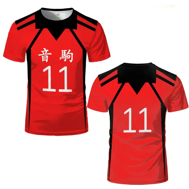 Men's 3D Printed Polyester Crew Neck T-Shirt - Japan Sea Ball Karasono Volleyball Club Uniform Jersey, Short Sleeve, Fitted Cut, Figure-Flattering, Chinese Sizes, Machine Washable Sportswear for Cosplay, Name Printing, Male, All Seasons